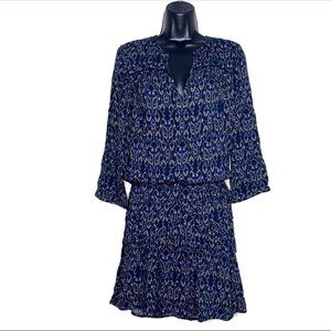 BA&SH Georgia dress size 3 approx L Navy floral 
Elastic Waist Ruffles